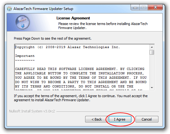 AlazarTech Firmware Updater License Agreement