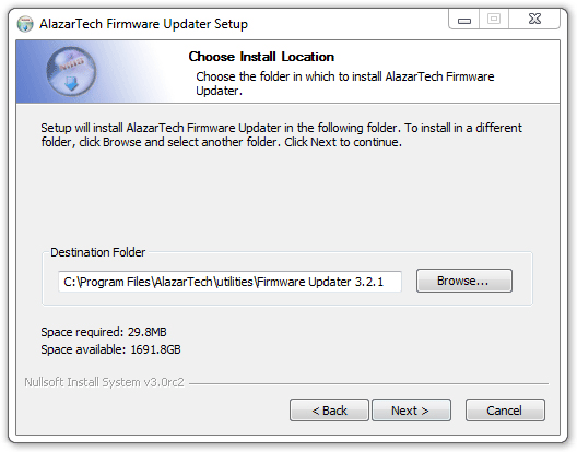 AlazarTech Firmware Updater Installation Location