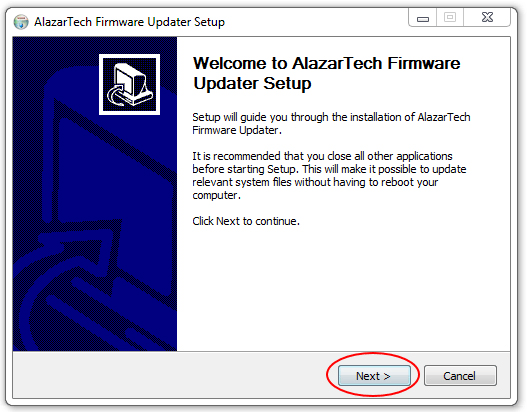 AlazarTech Firmware Updater Installation